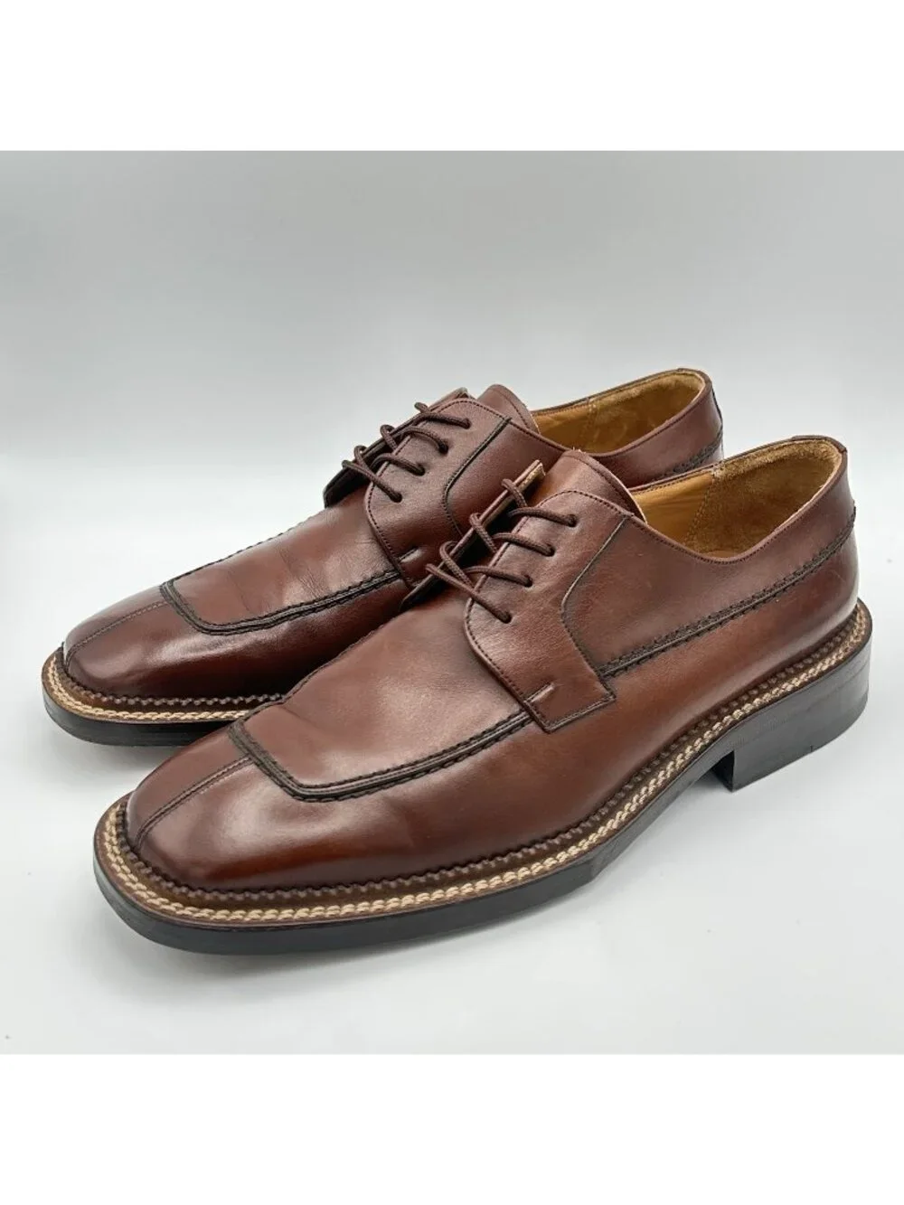 Mezlan Banderas Handmade Dress Shoes Men’s 8 Brown Leather Derby Lace Up 29057